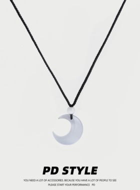 PDSTYLE 灰白月光！猫眼石纯手工编织项链女生配饰情侣毛衣链男潮