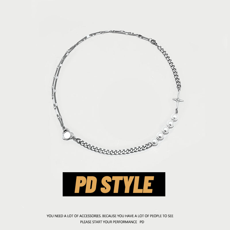 PDSTYLE 欧美风Necklace国潮珍珠元素拼接繁星钛钢项链男女饰品潮 饰品/流行首饰/时尚饰品新 项链 原图主图