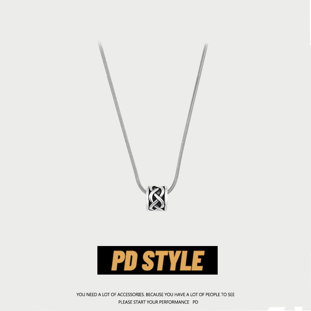PDSTYLE 轻奢小众交错小蛮腰项链男士潮复古简约蛇骨链吊坠颈饰女