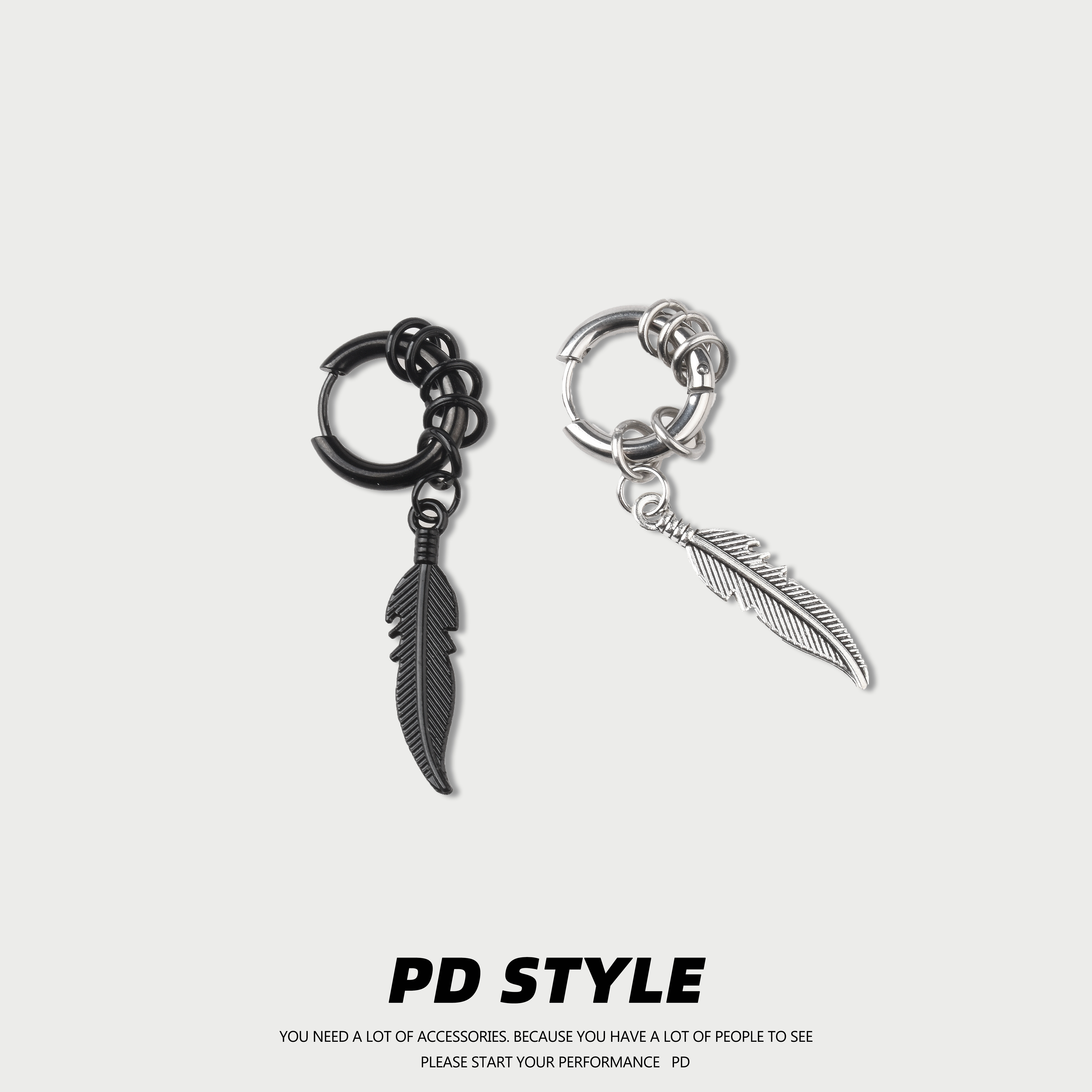 韩版个性羽毛吊坠耳环