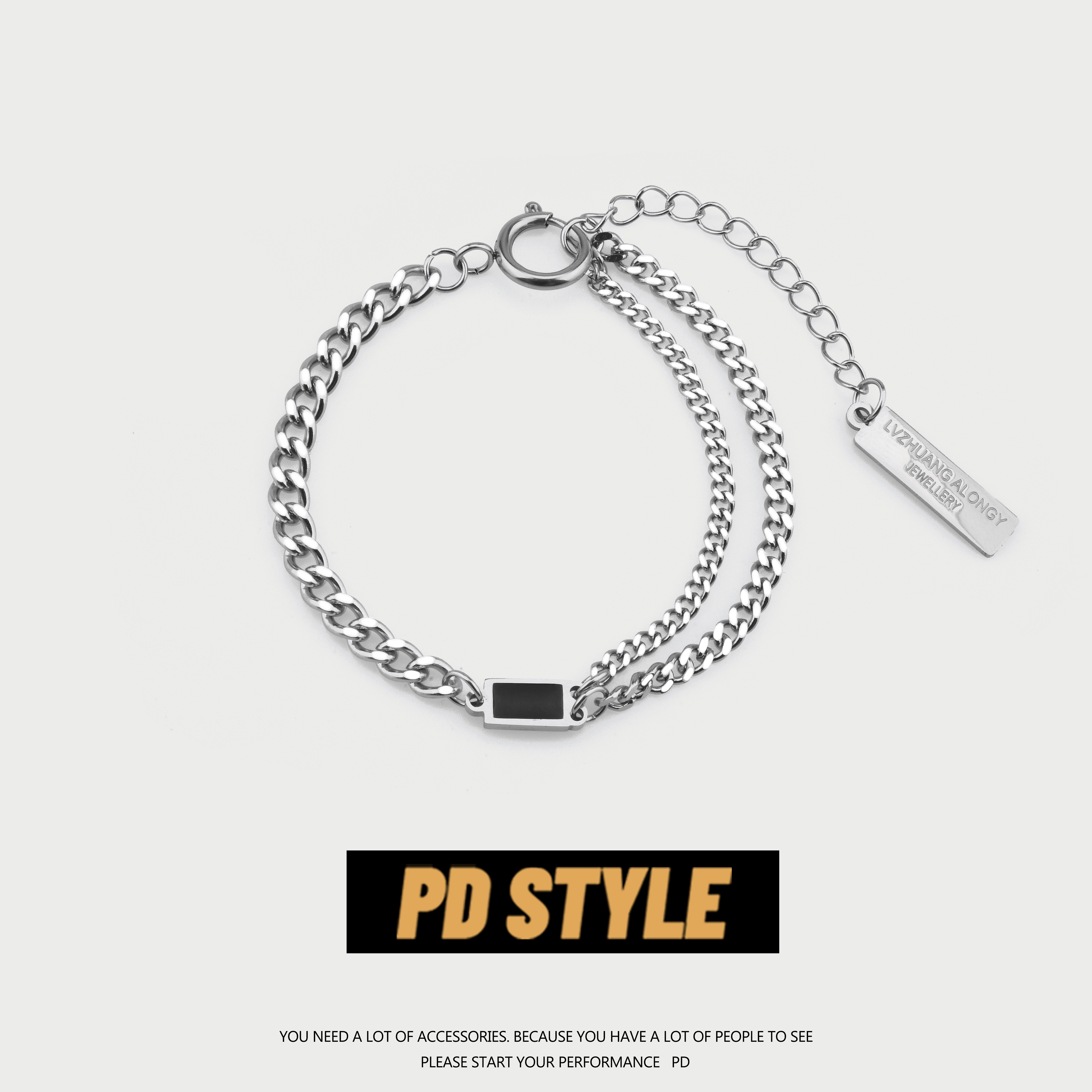 pdstyle冷淡风钛钢ins情侣手链