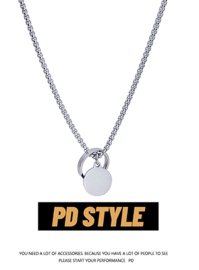 PD STYLE 王一博同款冷淡风戒指项链ins个性百搭钛钢情侣圆牌吊坠