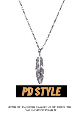 PDSTYLE自制 一片羽毛极简风潮人项链街头嘻哈个性男女百搭毛衣链