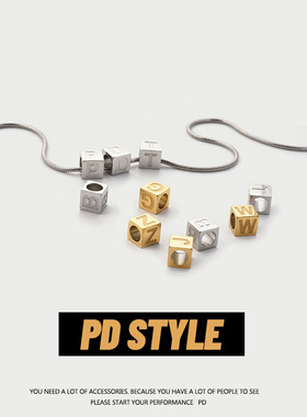 PDSTYLE情侣项链520送女友创意DIY姓氏/爱称26方块字母男女礼物潮