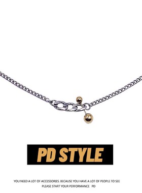PDSTYLE自制 小众设计平衡球撞色锁骨链ins女简约气质钛钢项链潮
