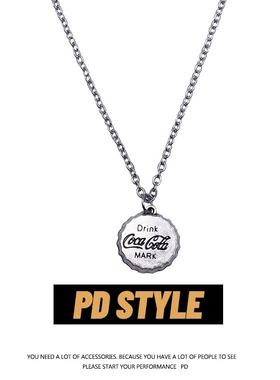 PDSTYLE自制2020可乐瓶盖字母个性毛衣链ins复古嘻哈土酷网红项链