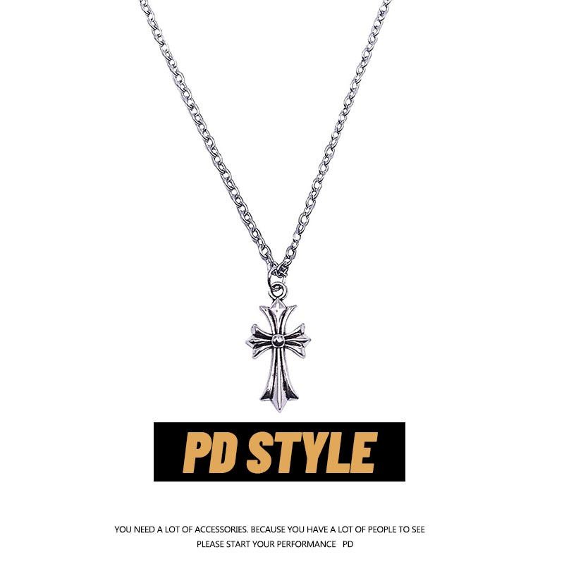 PDSTYLE自制复古风克罗十字架项链男女嘻哈ins吊坠个性毛衣链挂件
