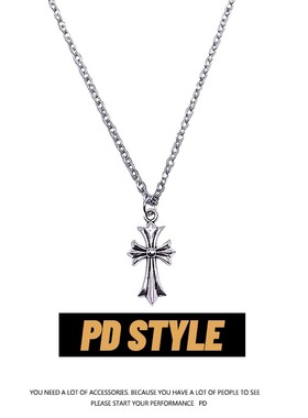 PDSTYLE自制复古风克罗十字架项链男女嘻哈ins吊坠个性毛衣链挂件
