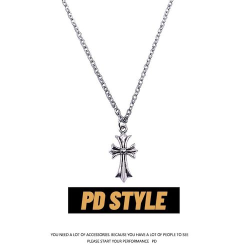 PDSTYLE自制复古风克罗十字架项链男女嘻哈ins吊坠个性毛衣链挂件