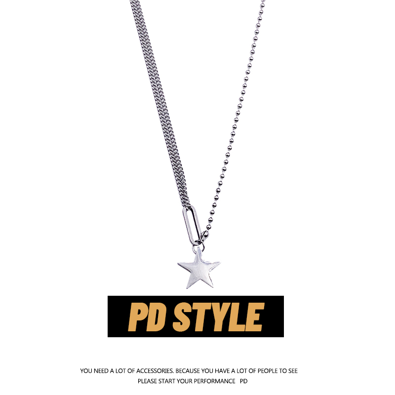 自制ins单环五角星掉色情侣项链