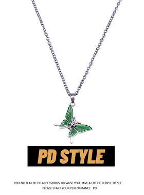PDSTYLE自制温感变色蝴蝶项链女ins个性土酷复古吊坠学生情侣礼物