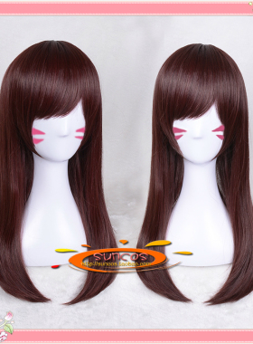 suncos 守望先锋 D.VA dva 宋哈娜  栗色 收脸 cosplay假发现货