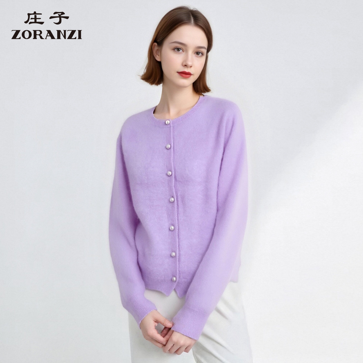 ZORANZI 庄子女装圆领羊绒衫女秋冬季纯色百搭外套针织衫WKU3581D