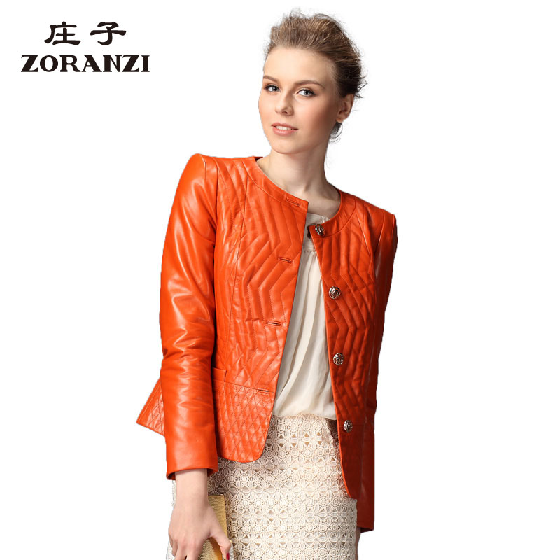 ZORANZI庄子女春秋修身皮衣夹克