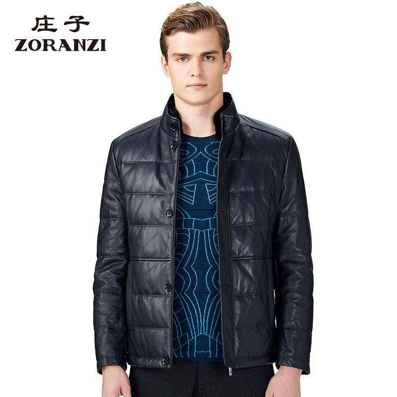 ZORANZI绵羊皮羽绒服庄子男商务休闲獭兔毛立领皮衣夹克LMQ11838