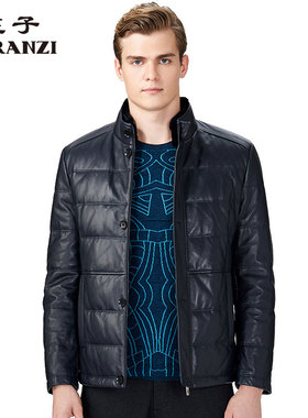 ZORANZI绵羊皮羽绒服庄子男商务休闲獭兔毛立领皮衣夹克LMQ11838