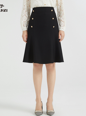 ZORANZI 庄子女装秋季黑色高腰显瘦鱼尾半身裙WSR33433