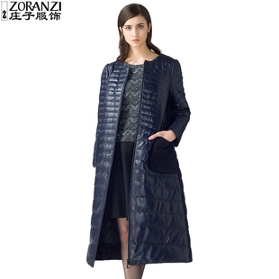ZORANZI莊子女秋冬直筒氣質(zhì)百搭皮羽絨服長(zhǎng)款 保暖外套LWJ12321