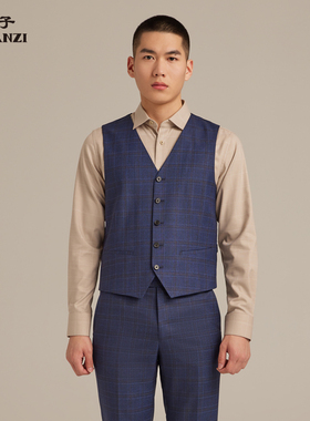 ZORANZI庄子男士春秋商务休闲时尚修身百搭格纹西装马夹ZRR1185L