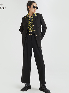 ZORANZI高腰庄子女春秋气质百搭直筒阔腿裤日常通勤裤子WTR33351