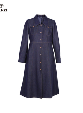 ZORANZI庄子女气质通勤A字裙秋冬连衣裙长款收腰显瘦裙子WDR33443