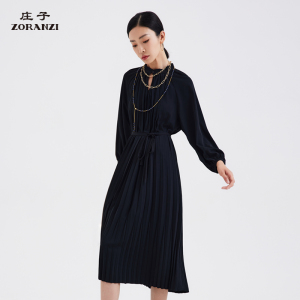 ZORANZI庄子女春秋气质百搭通勤连衣裙百褶长裙WDS3045D-WDS3046D