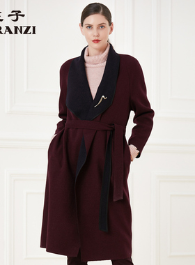ZORANZI庄子女装秋冬季中长款毛呢大衣女系带长袖外套WPL43108