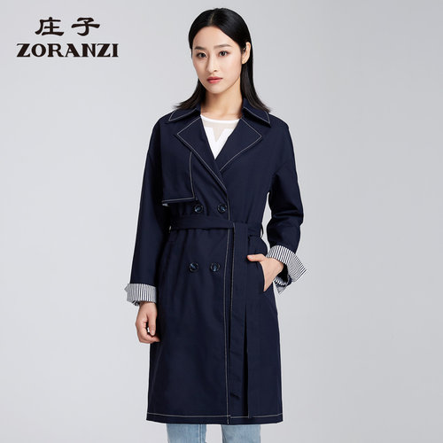zoranzi庄子长袖翻领风衣外套