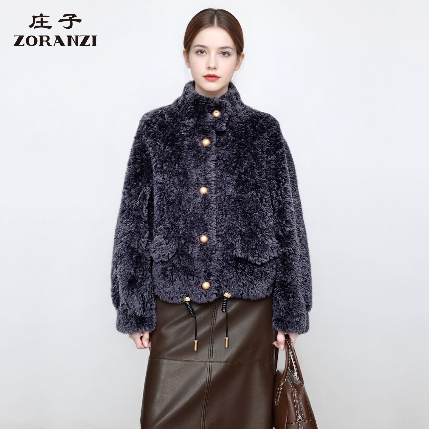 ZORANZI 庄子女装秋冬保暖气质百搭绵羊毛短款外套大衣WPU3610D