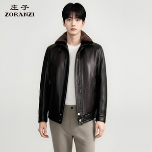 ZORANZI 庄子男装冬季短款山羊皮皮衣男水貂毛领皮羽绒LMQEU415D