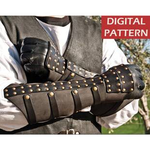 中世纪蒸汽手臂护臂皮革维京时期哥特式复古朋克铆钉护腕手套