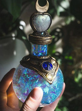 个性家饰 复古中世纪哥特精灵水晶幻彩许愿瓶摆件cosplay道具