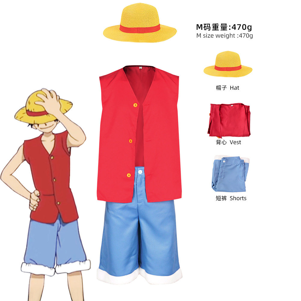 新款海贼王路飞一代服一代草帽经典路飞同款play服装厂家现货逸轩
