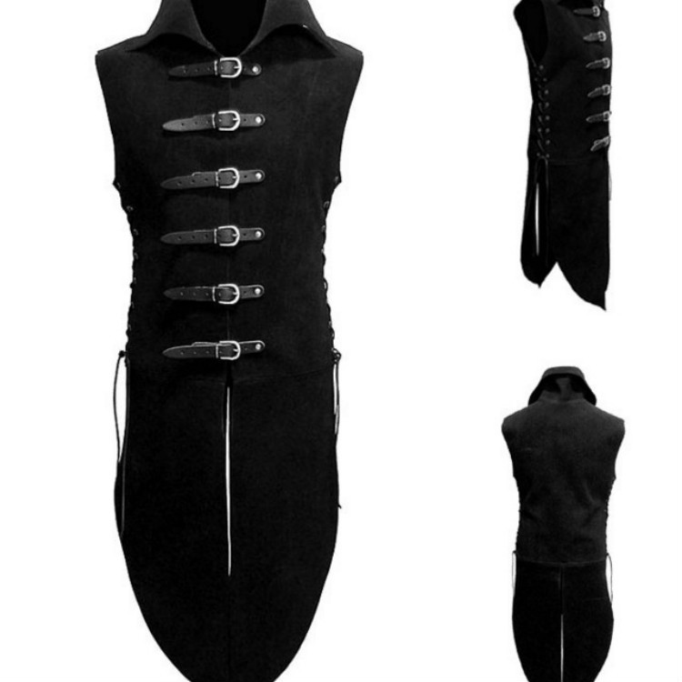 中世纪武士翻领皮带扣无袖马甲影视舞台戏服表演COSPLAY