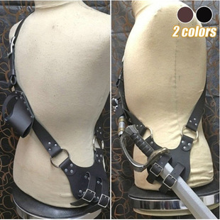 蒸汽朋克PU皮革复古Cosplay剑鞘剑双套架背带维京时期海盗刀鞘