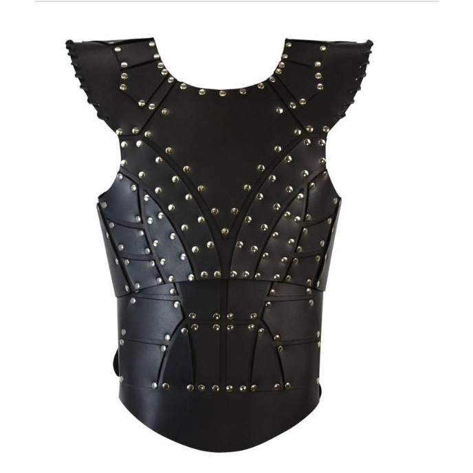 蒸汽朋克暗黑皮甲铠甲胸甲铆钉扣背剑双剑维京文艺复兴中世纪战士