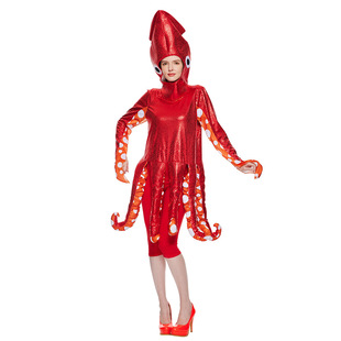 现货万圣节成人乌贼扮演服装 新款 海洋生物派对连体衣搞怪cos衣服