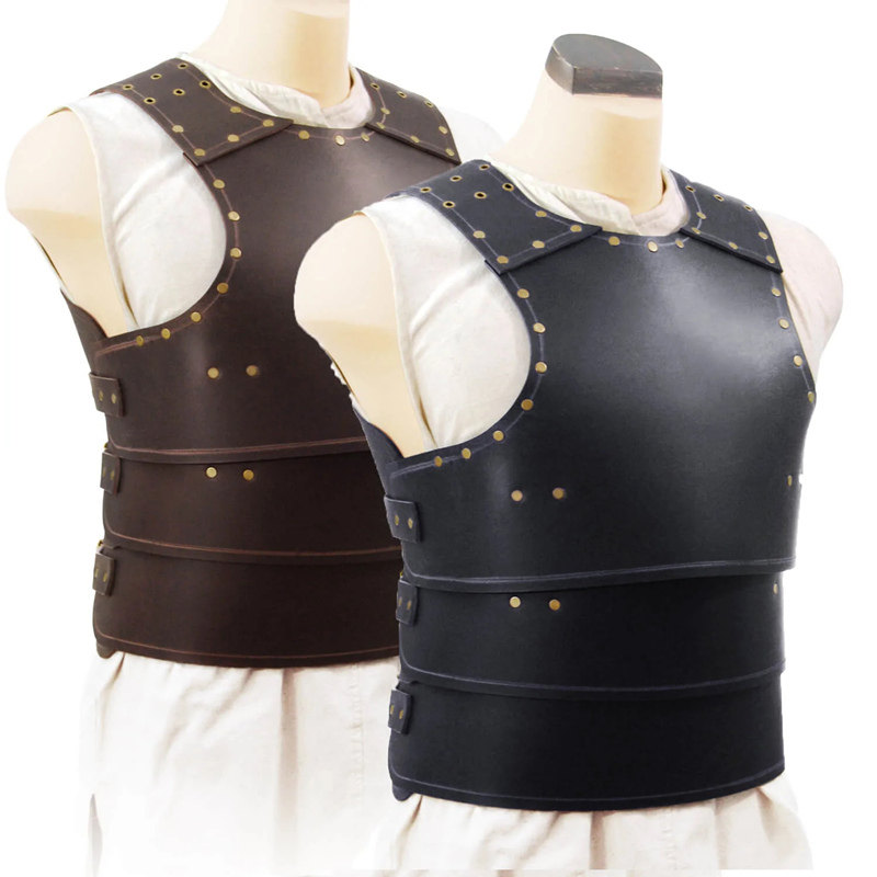 中世纪文艺复兴武士铆钉PU皮护胸马甲舞台剧表演COSPLAY摄影