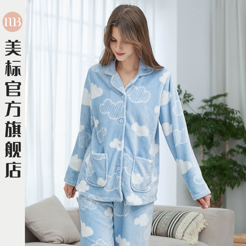 美标珊瑚绒冬季保暖加厚可爱睡衣