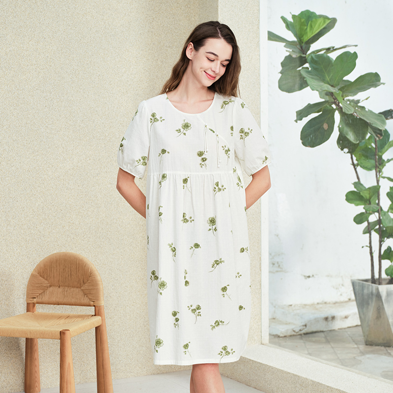 美标2024新品梭织提花女短裙睡裙