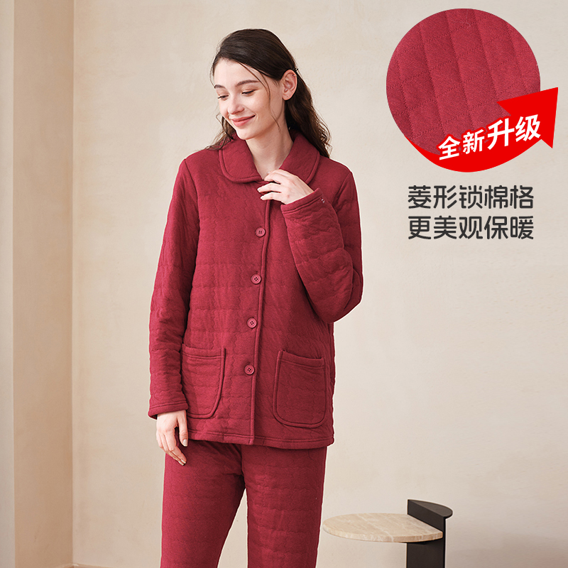 美标女士空气夹层纯棉睡衣套装