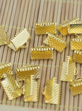 合金马甲扣马仔扣织带夹丝带两头皮绳扣diy古风发簪饰品连接配件