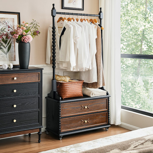 吉森木业中古可移动全实木挂衣架