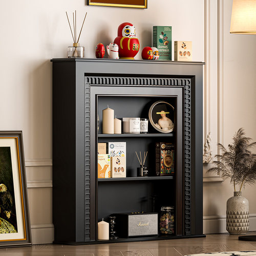 吉森木业壁炉全实木黑色
