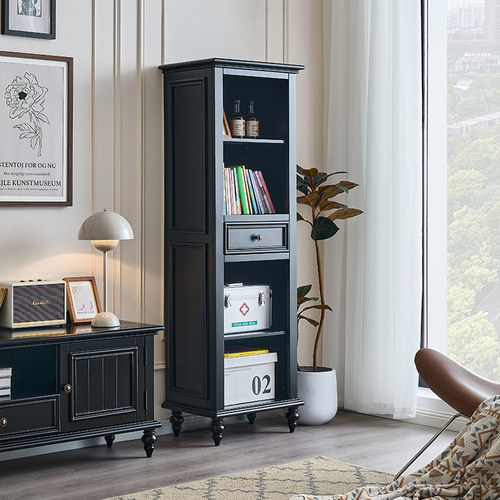吉森木业实木美式黑色立柜书柜