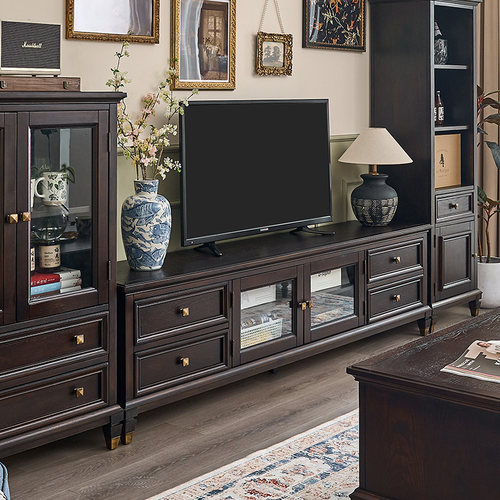 吉森木业美式实木复古电视柜