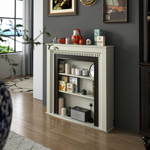 法式复古实木壁炉装饰柜奶油白现代客厅壁炉欧式边柜美式置物玄关