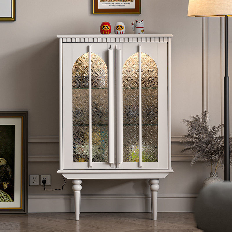 法式奶油风白色实木美式餐边柜玻璃门储物酒柜客厅展示落地收纳柜,住宅家具,酒柜,淘宝优惠券,粉丝福利购,淘宝优惠卷