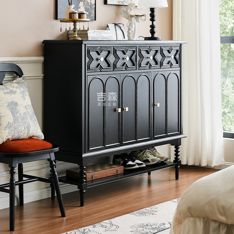 法式实木玄关鞋柜家用门口入户收纳柜一体靠墙大容量多层超大鞋架