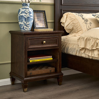 美式全实木床头柜白蜡木简约轻奢高级感小型床边抽屉储物收纳灯柜